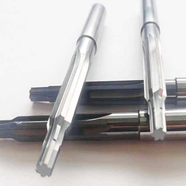 AMJ Industrial-Strength Tungsten Carbide CNC Chamber Reamer Helical/Spiral Grooves HRC 50 Hardness Friction Weld Hydraulic Grip