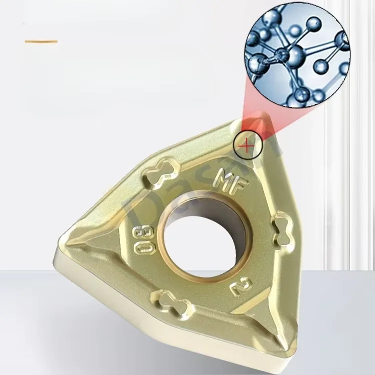 High Temperature Alloy Turning Blade Titanium Special WNMG080404-MF DP50TN CNC Knife Grain Stainless Steel Triangle Outer Circle