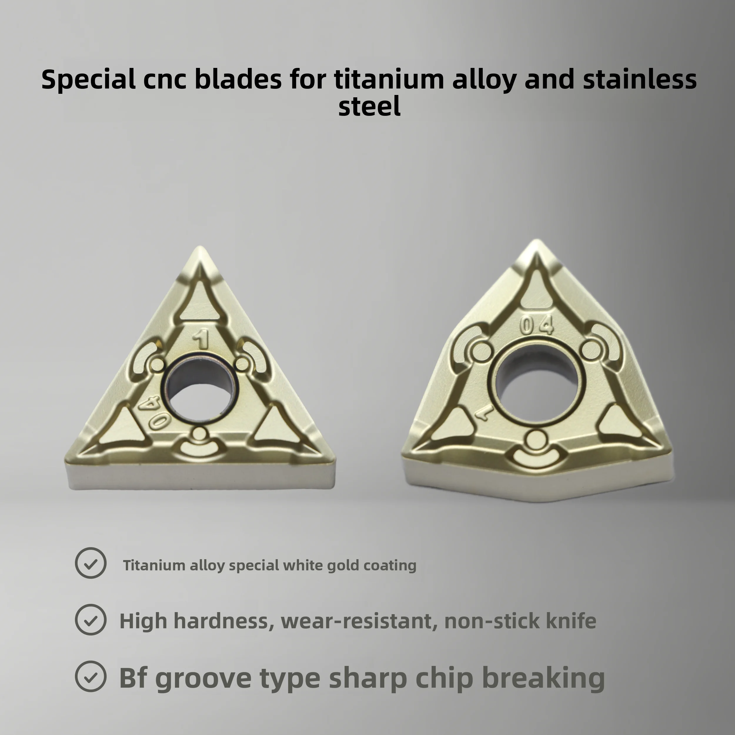 Titanium Alloy Stainless Steel CNC Insert WNMG080404/080408-BF Triangular Shank Rounded Corners Chip Breaking Cutting Tools