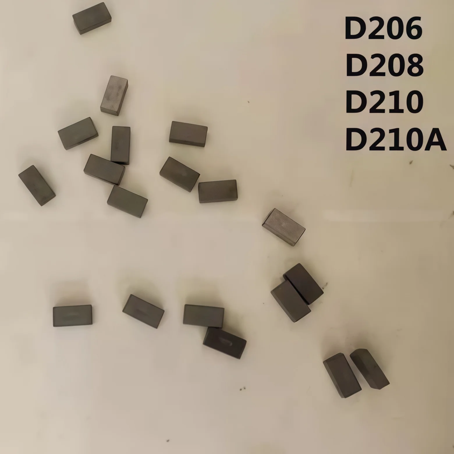 Welding Inserts Rectangular Shape Material Other Grades YW2 YT15 YG8 Sizes D206 D208 D210 D210A Made in Zhuzhou China